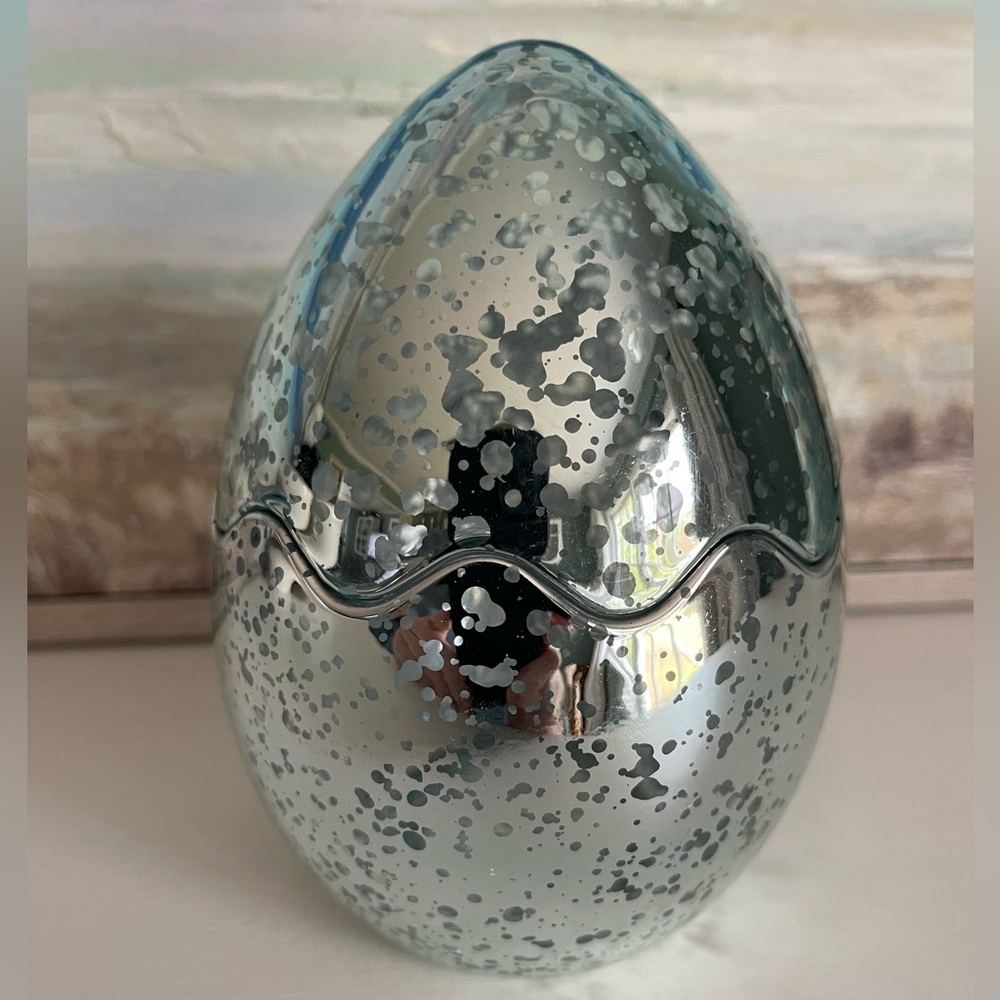 Blue Mercury Glass Egg Candy Dish